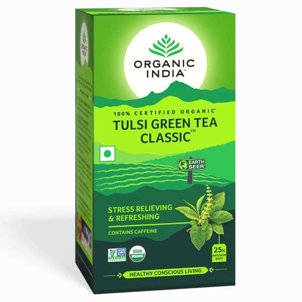 Organic India Tulsi Green Tea - trà Tulsi nguyên chất - DATE T6/2021